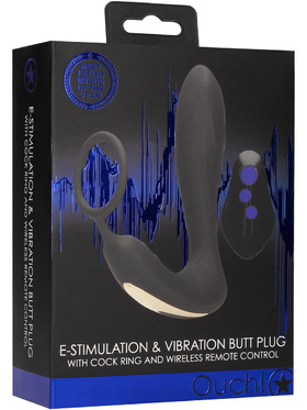 Ouch! Electro: E-Stim & Vibration Butt Plug with Ring