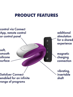 Satisfyer Connect: Double Fun, Partner Vibrator, lilla