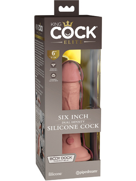 King Cock Elite: Dual Density Silicone Cock, 18 cm, lys