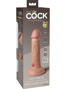 King Cock Elite: Dual Density Silicone Vibrating Cock, 18 cm, lys