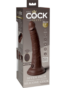 King Cock Elite: Dual Density Silicone Vibrating Cock, 21 cm, mørk