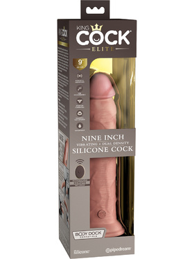 King Cock Elite: Dual Density Silicone Vibrating Cock, 25 cm, lys