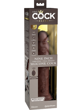 King Cock Elite: Dual Density Silicone Vibrating Cock, 25 cm, mørk