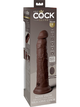 King Cock Elite: Dual Density Silicone Vibrating Cock, 25 cm, mørk