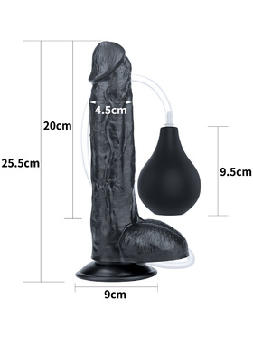 LoveToy: Squirt Extreme Dildo, 26 cm, svart