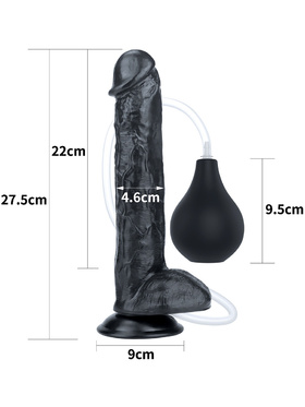 LoveToy: Squirt Extreme Dildo, 28 cm, svart