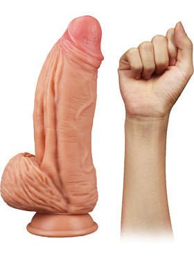 LoveToy: Dual-Layered Silicone Cock, 25 cm, lys