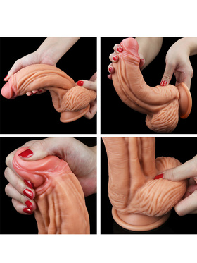 LoveToy: Dual-Layered Silicone Cock, 25 cm, lys