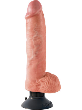 King Cock: Vibrating Cock with Balls, 25 cm, lys