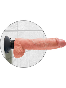 King Cock: Vibrating Cock with Balls, 25 cm, lys