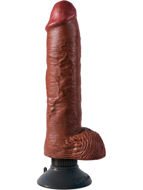 King Cock: Vibrating Cock with Balls, 25 cm, mørk