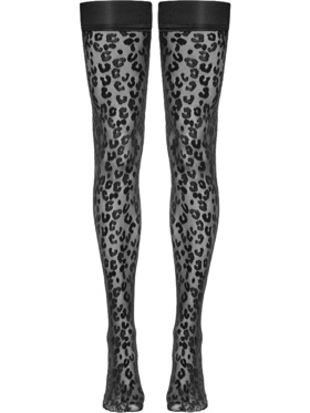 Cottelli Legwear: Leopard Hold Up Stockings