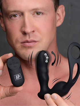 Alpha-Pro: 7X P-Strap Milker, Vibrating Prostate Plug with Rings