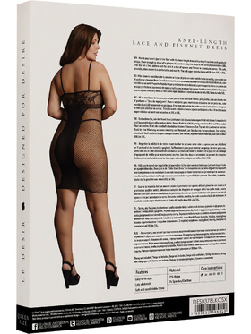 Le Désir: Knee-Length Lace and Fishnet Dress, One Size Plus