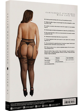 Le Désir: Garterbelt Stockings with Lace Top, One Size Plus