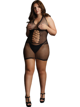 Le Désir: Peek-A-Boo Fishnet Dress, One Size Plus