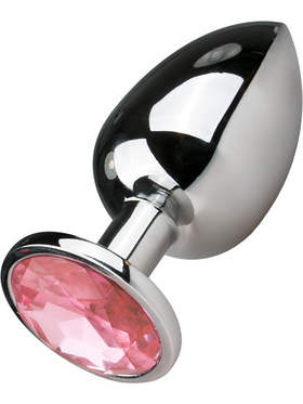 EasyToys: Metal Butt Plug No. 6 with Crystal, large, sølv/rosa