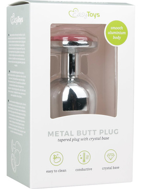 EasyToys: Metal Butt Plug No. 6 with Crystal, large, sølv/rosa