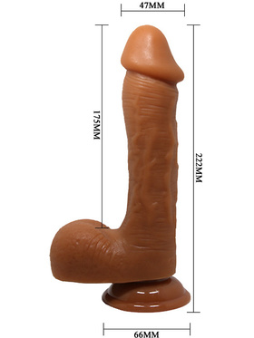 Beautiful Johnson: Realistisk Dildo med Sugekopp, 22 cm, mørk