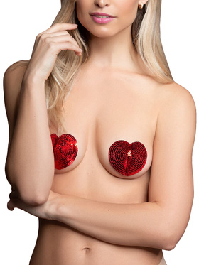 Bye Bra: Heart Nipple Covers, rød