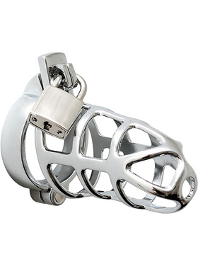 Rimba: Metal Male Chastity Device with Padlock, sølv