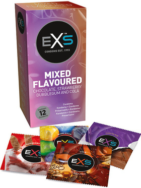 EXS: Kondomer, Mixed Flavoured, 12 stk