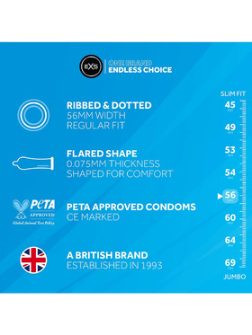 EXS Ribbed & Dotted: Kondomer, 100 stk