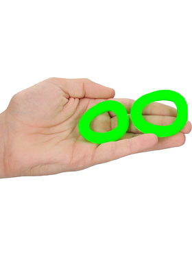 Ouch! Glow in the Dark: Silicone Cock Ring Set, 2 stk