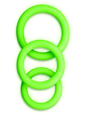 Ouch! Glow in the Dark: Silicone Cock Ring Set, 3 stk