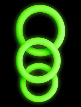 Ouch! Glow in the Dark: Silicone Cock Ring Set, 3 stk