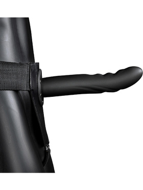 Ouch!: Textured Curved Hollow Strap-On, 20 cm, svart