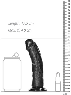 RealRock: Curved Realistic Dildo, 15,5 cm, svart