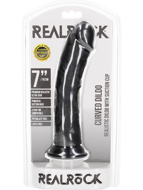 RealRock: Curved Realistic Dildo, 18 cm, svart