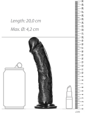 RealRock: Curved Realistic Dildo, 18 cm, svart