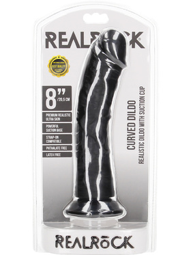 RealRock: Curved Realistic Dildo, 20.5 cm, svart