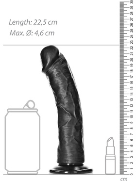 RealRock: Curved Realistic Dildo, 20.5 cm, svart