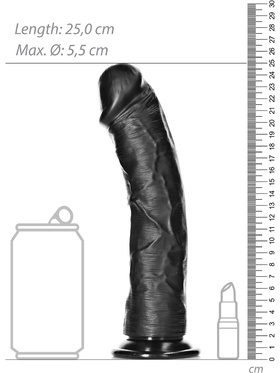 RealRock: Curved Realistic Dildo, 23 cm, svart