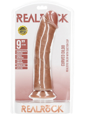 RealRock: Curved Realistic Dildo, 23 cm, lysebryn