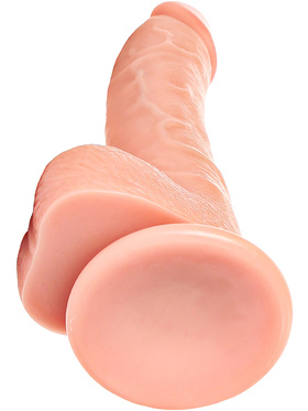 RealRock: Curved Realistic Dildo with Balls, 18 cm, lys