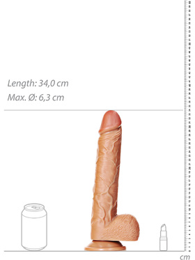 RealRock: Straight Realistic Dildo with Balls, 30.5 cm, lysebrun