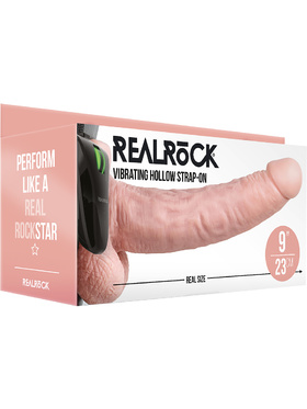 RealRock: Vibrating Hollow Strap-on, 23 cm, lys