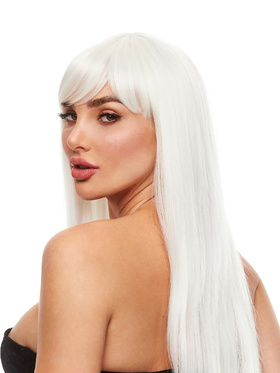 Pleasure Wigs: Amber White Parykk, selvlysende