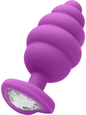 Ouch!: Regular Ribbed Diamond Heart Plug, lilla