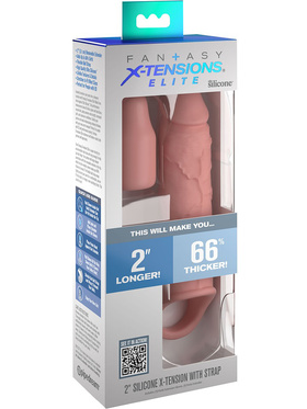 Fantasy X-Tensions Elite: +5 cm Silicone X-Tension with Strap, lys