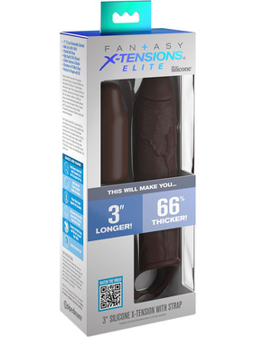 Fantasy X-Tensions Elite: +7,6 cm Silicone X-Tension with Strap, mørk