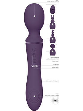 Vive: Nami, Pulse-Wave Wand Vibrator with Clitoral Sleeves, lilla