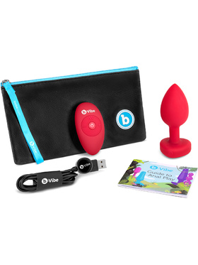 B-Vibe: Vibrating Heart, Remote Control Plug, rød