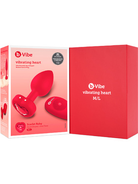 B-Vibe: Vibrating Heart, Remote Control Plug, rød