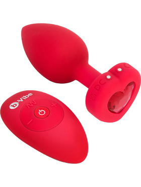 B-Vibe: Vibrating Heart, Remote Control Plug, rød