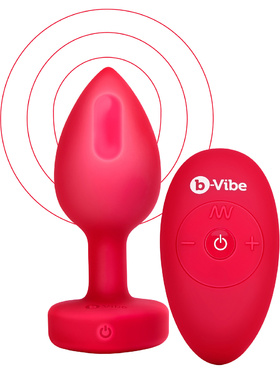B-Vibe: Vibrating Heart, Remote Control Plug, rød